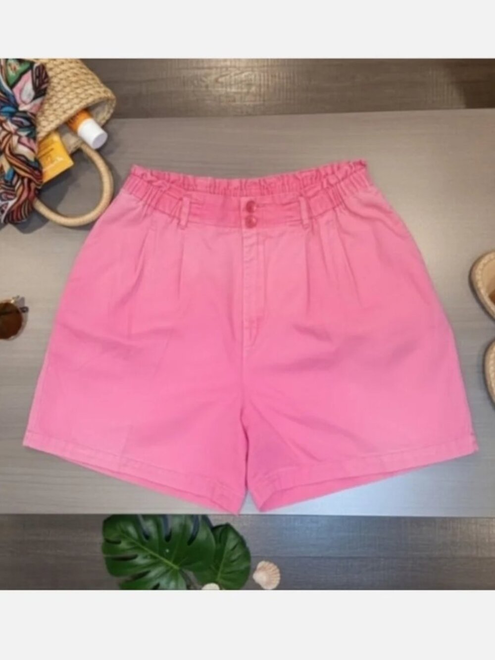 VINTAGE Talbots Mom Shorts High Waist Pleated Elastic Waist Barbie Bubblegum
